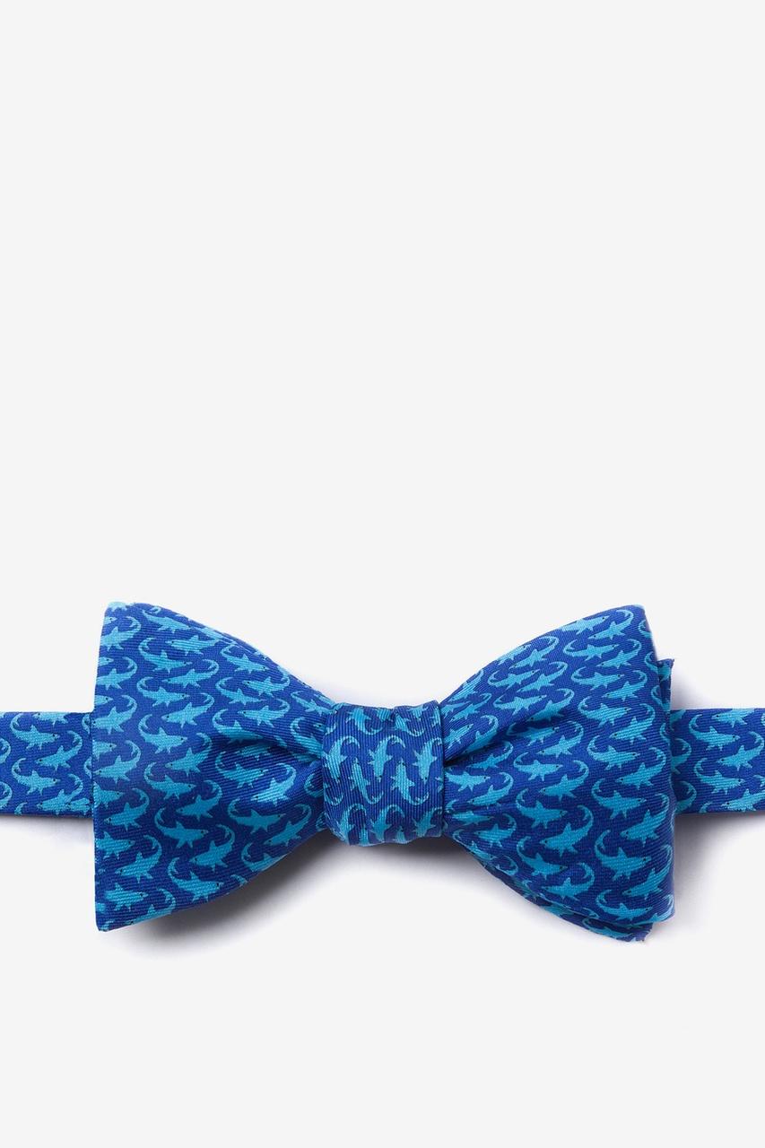 alynn Micro Sharks Navy Blue Self-Tie Bow Tie