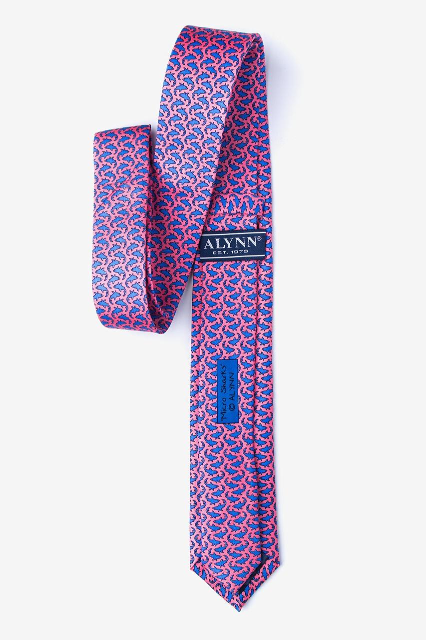Alynn Micro Sharks Pink 100% Silk Skinny Tie