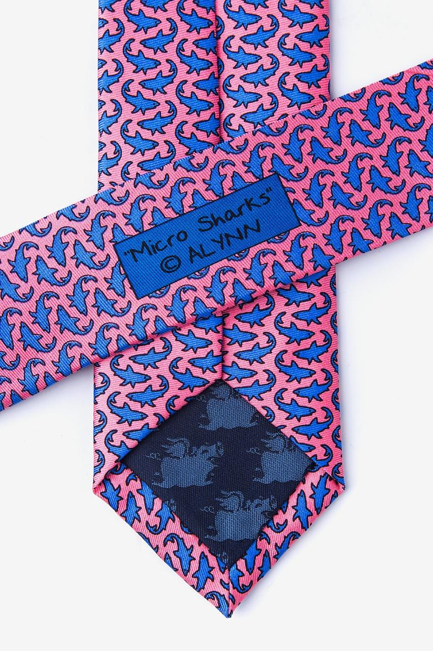 Alynn Micro Sharks Pink 100% Silk Skinny Tie