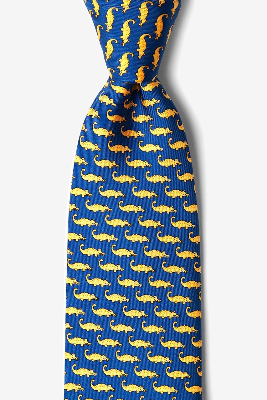 alynn Mini Alligators blue 100% silk Tie