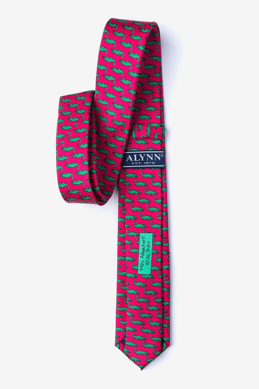 Alynn Mini Alligators Pink 100% Silk Skinny Tie