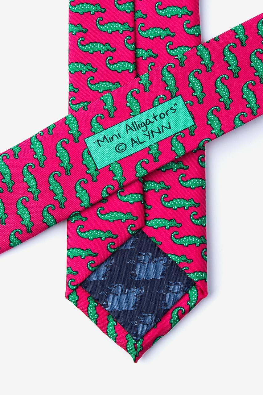 Alynn Mini Alligators Pink 100% Silk Skinny Tie
