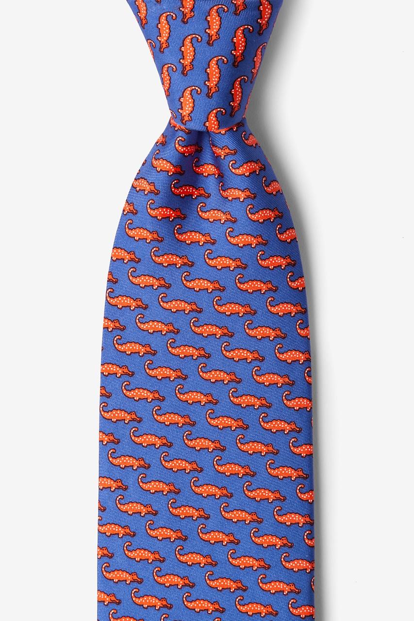 alynn Mini Alligators royal blue 100% silk Tie
