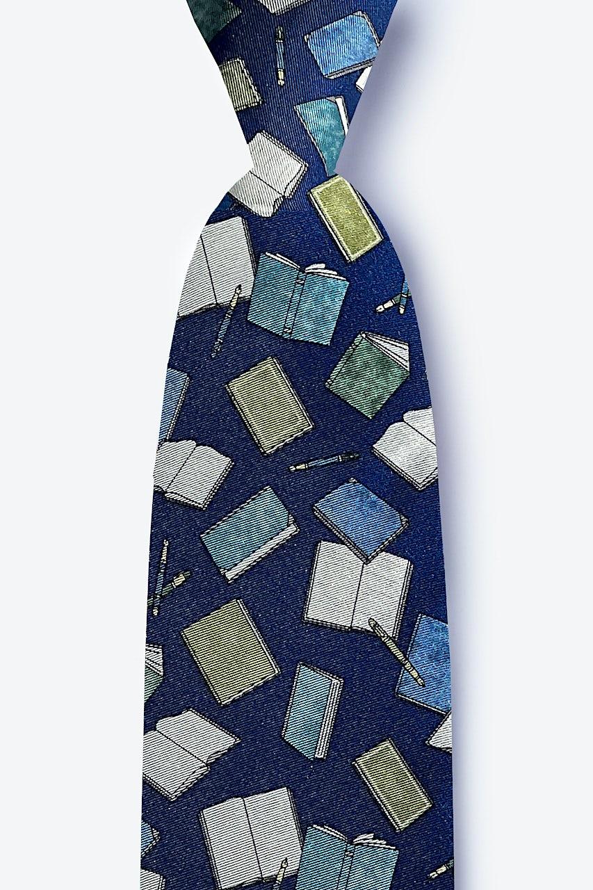 alynn Mr. Write Navy Blue 100% silk Tie