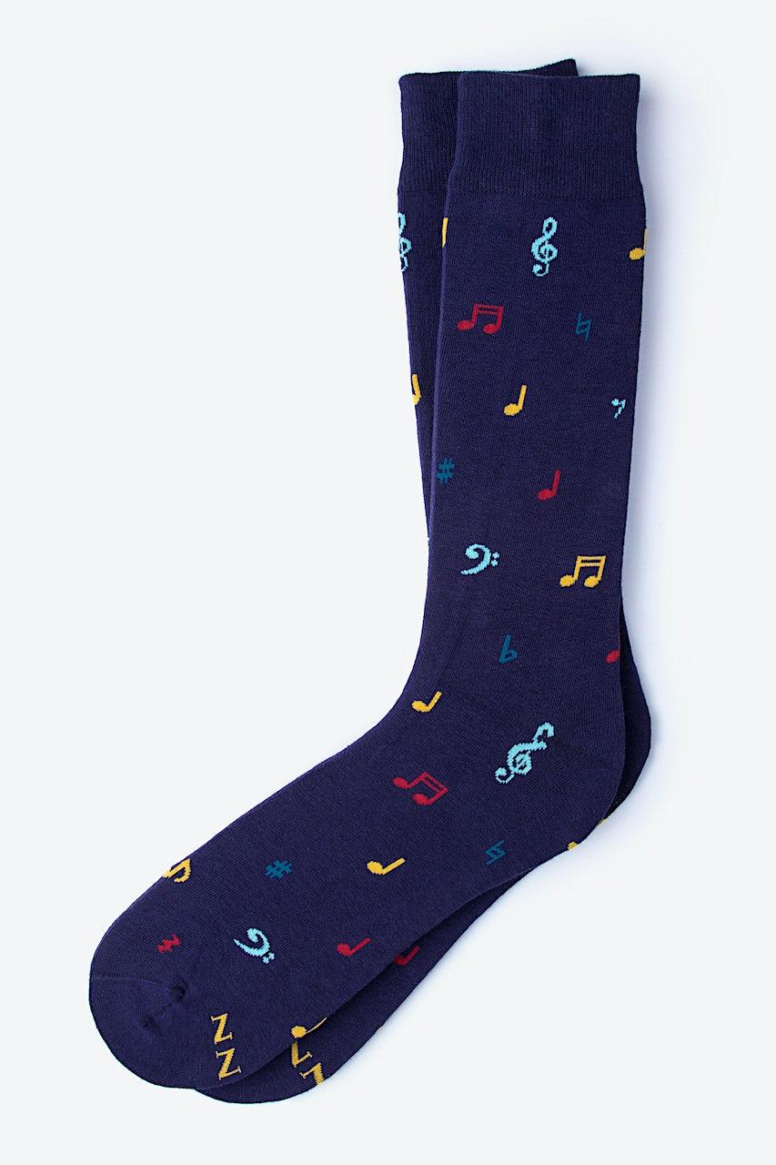 Alynn Music Note Navy Blue His & Hers Socks