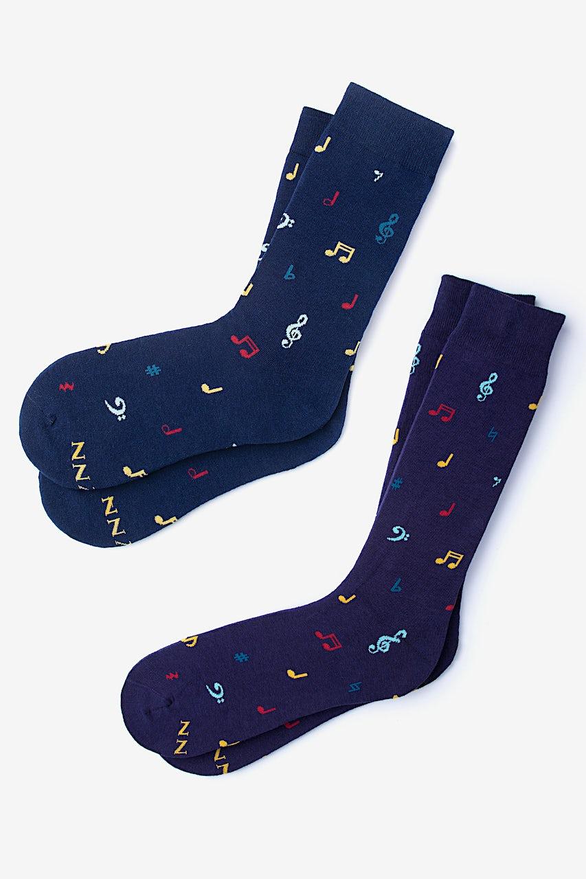 alynn Music Note Navy Blue His & Hers Socks