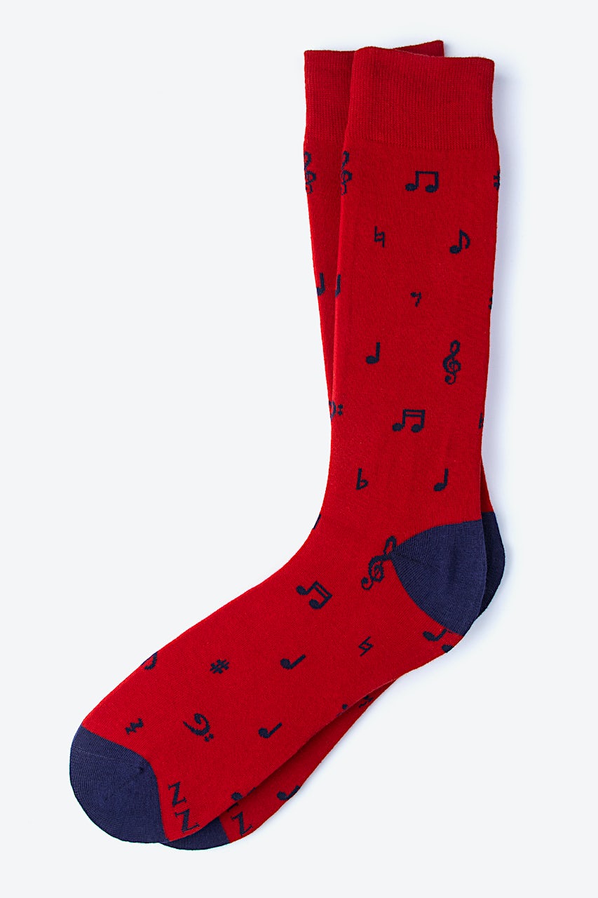 Alynn Music Note Red His & Hers Socks