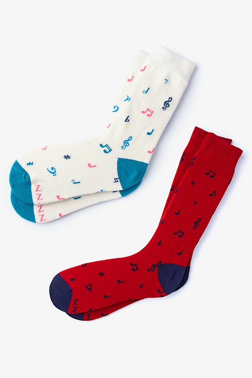 alynn Music Note red His & Hers Socks