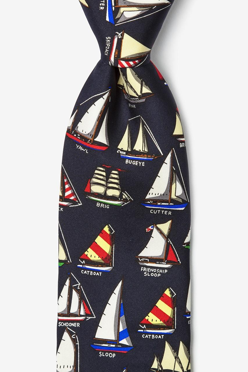 alynn Name that Boat Navy Blue 100% silk Tie