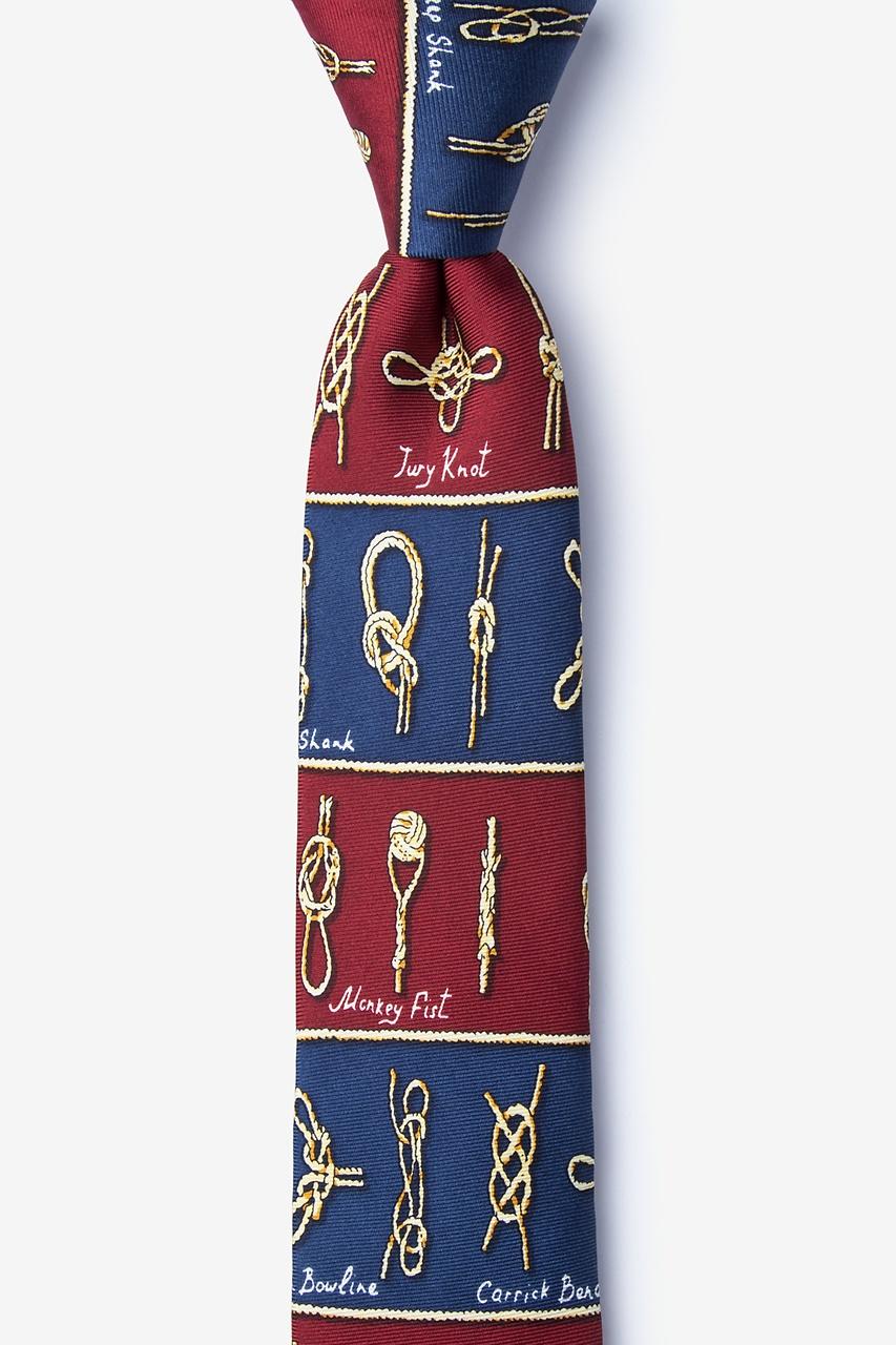 alynn Nautical Knots burgundy 100% silk Skinny Tie