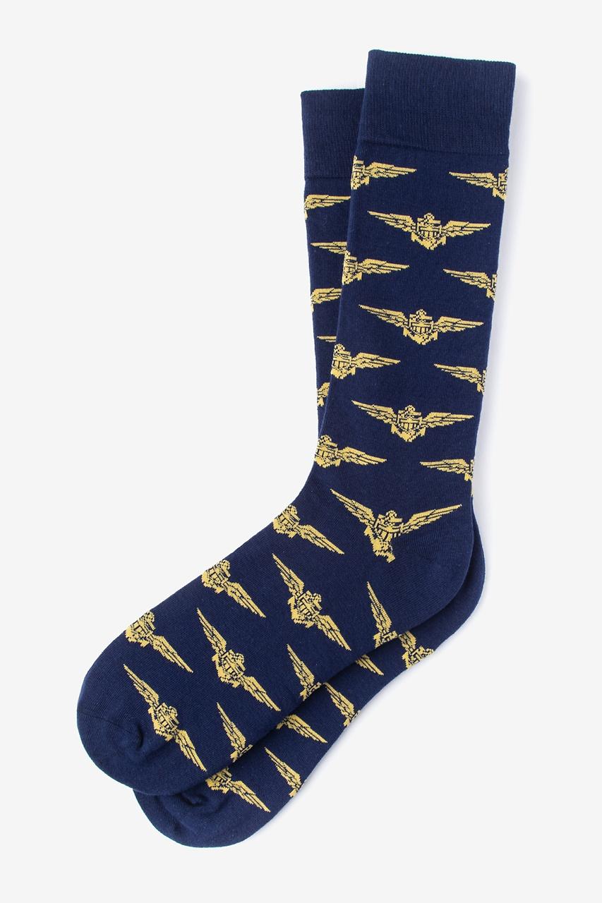 alynn Naval Aviation Wings Navy Blue Sock