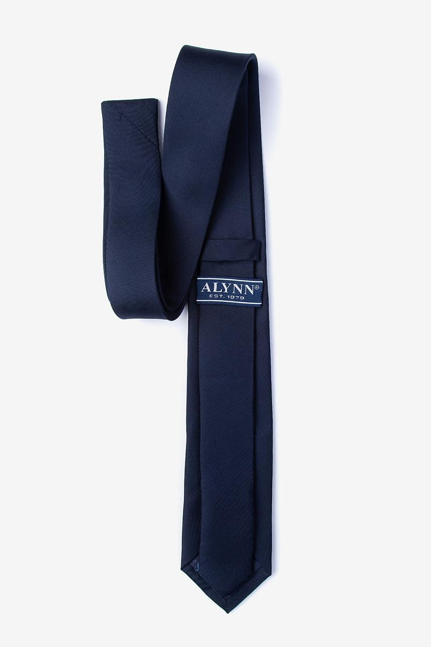 Alynn Navy Blue Navy Blue 100% Silk Skinny Tie