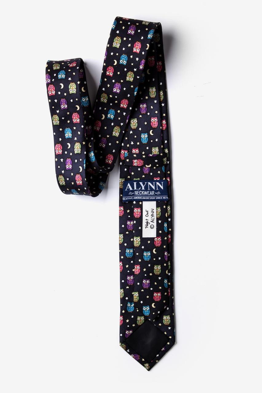 Alynn Night Owl Black 100% Silk Skinny Tie
