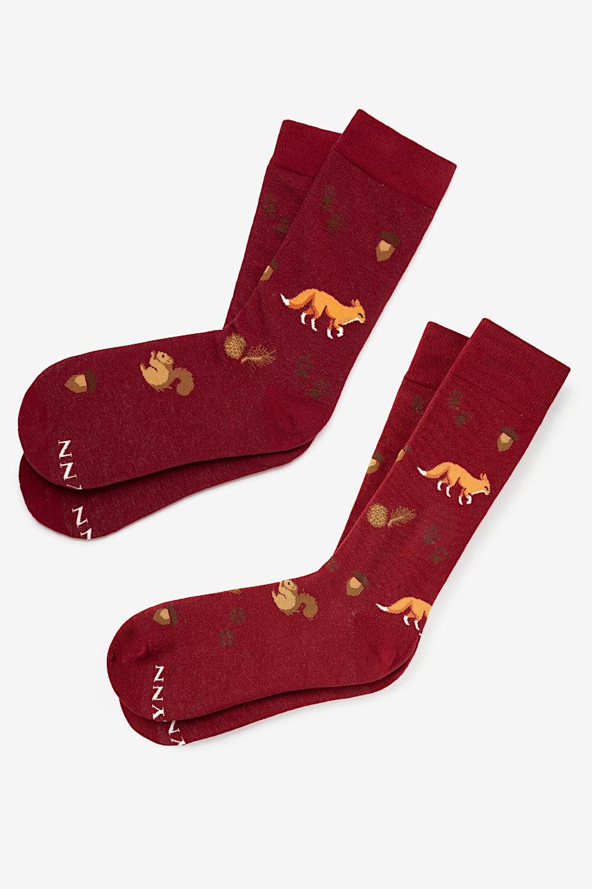 alynn No Fox Given maroon His & Hers Socks