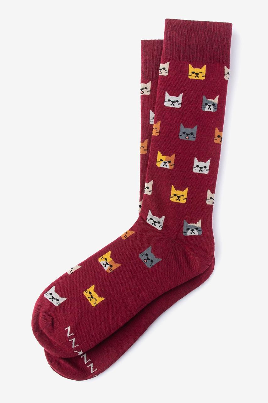 alynn Not Kitten Around burgundy Sock
