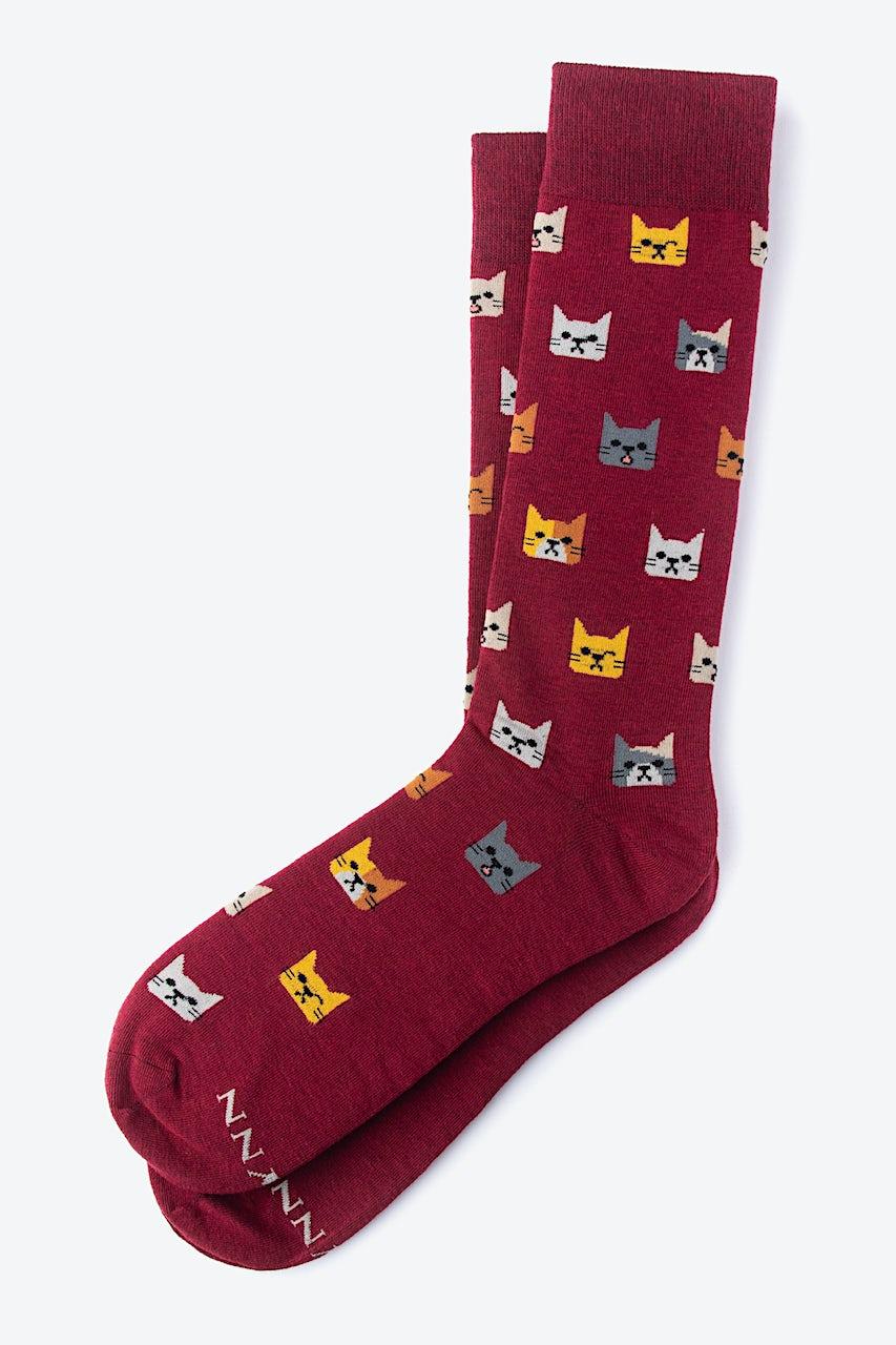 Alynn Not Kitten Maroon His & Hers Socks
