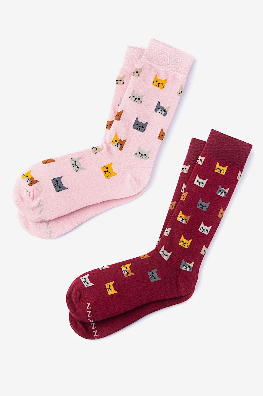 alynn Not Kitten maroon His & Hers Socks
