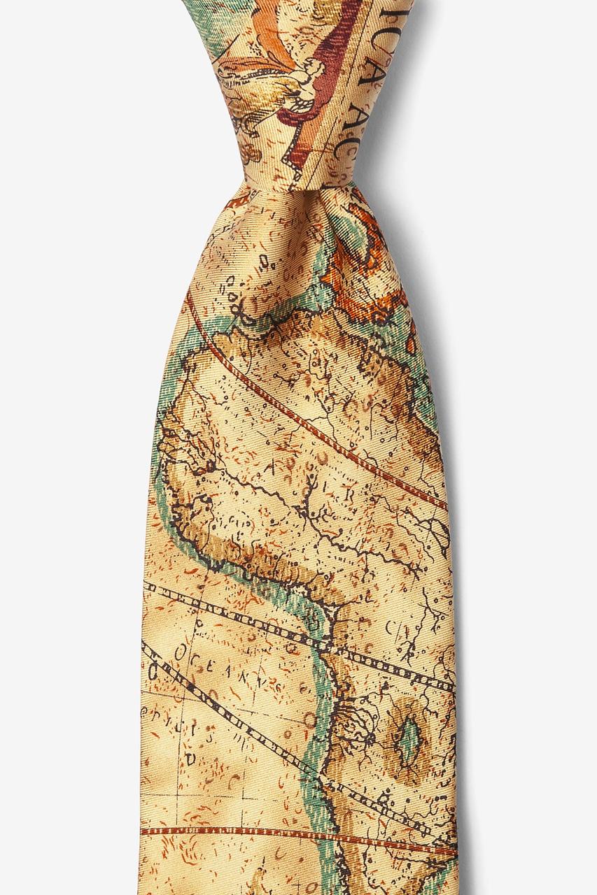 alynn Old World Exploration tan/taupe 100% silk Tie