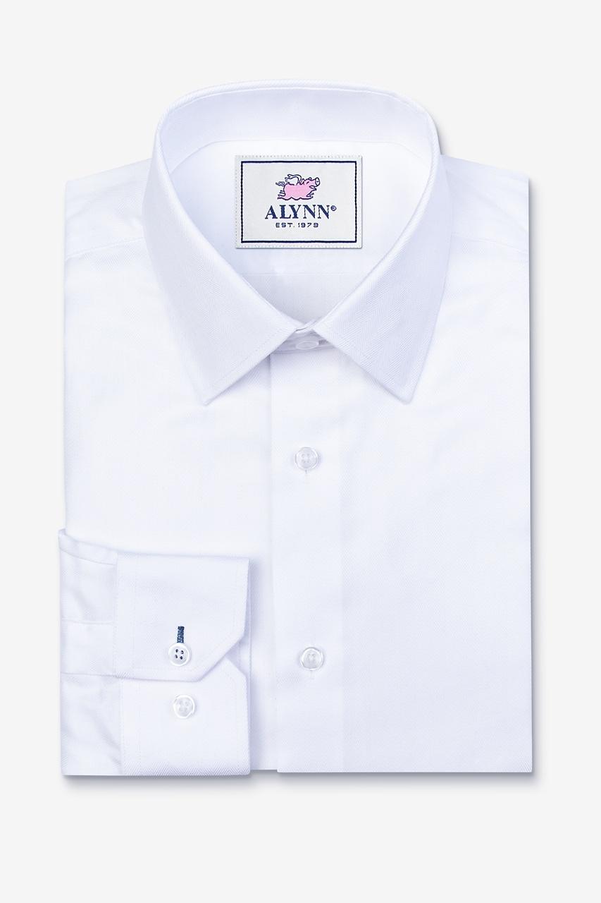 Alynn Oliver Herringbone White Dress Shirt