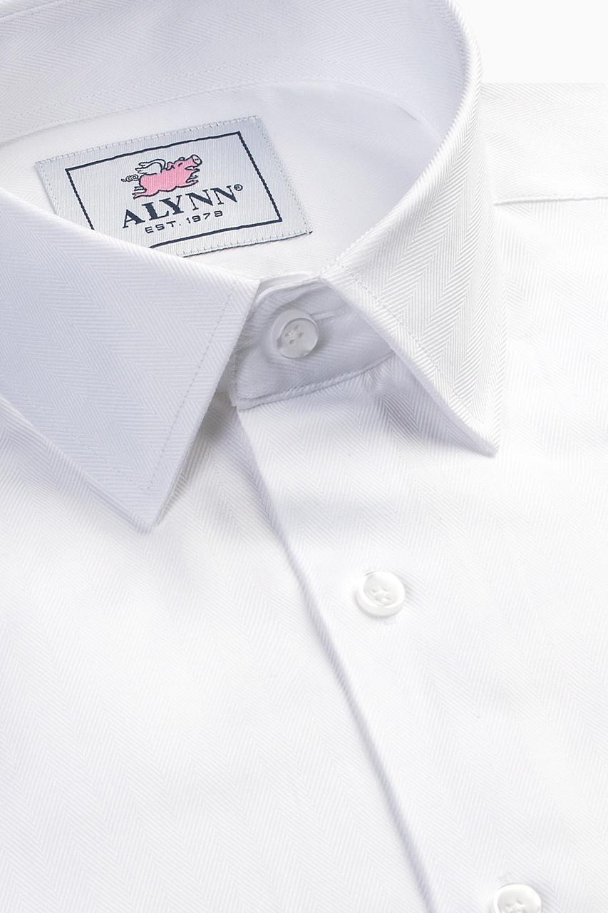 alynn Oliver Herringbone White Dress Shirt