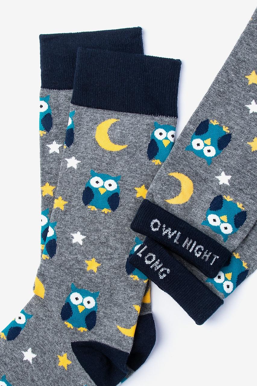 Alynn Owl Night Long Gray Sock
