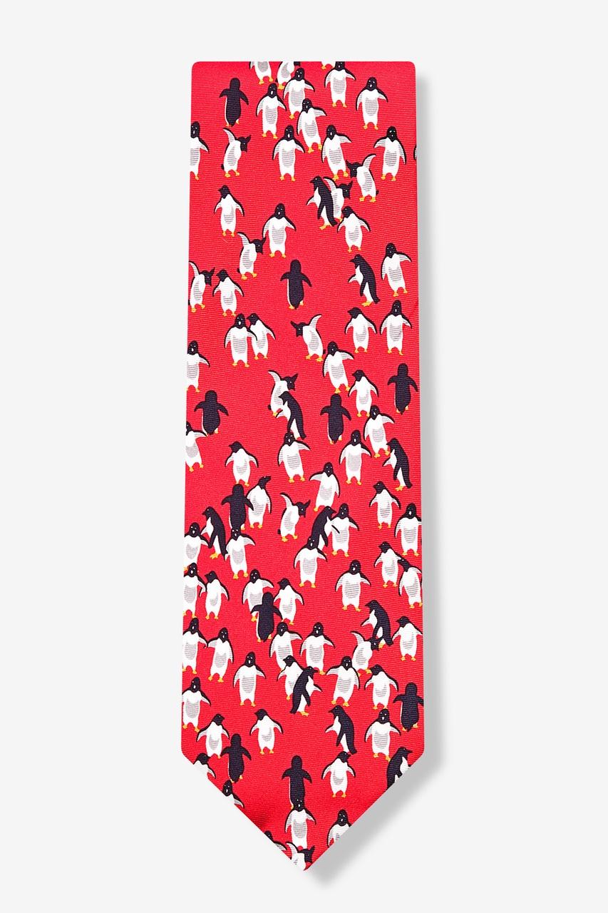 Alynn Penguins Red 100% Silk Tie