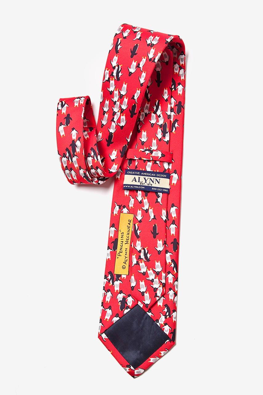 Alynn Penguins Red 100% Silk Tie