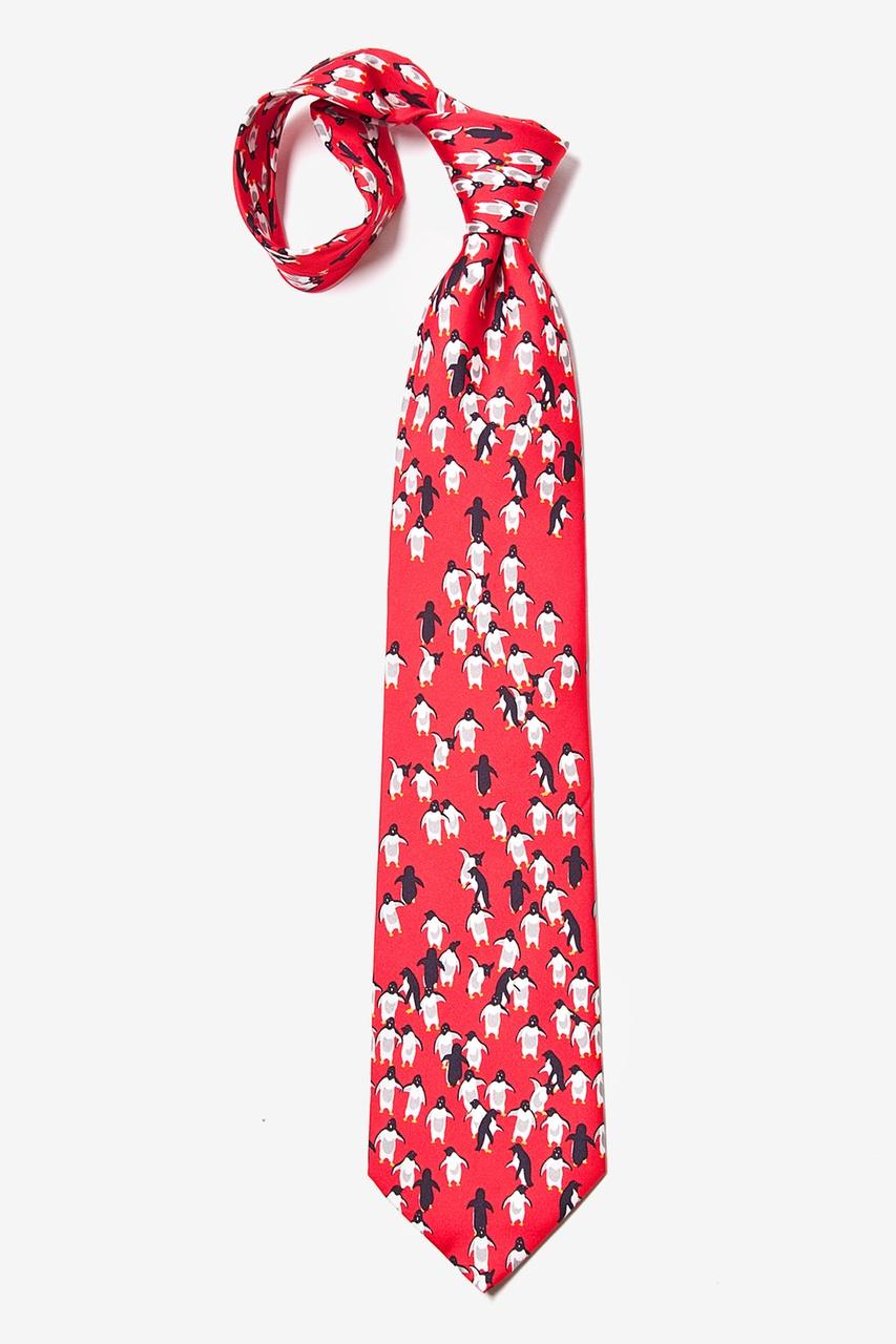 Alynn Penguins Red 100% Silk Tie