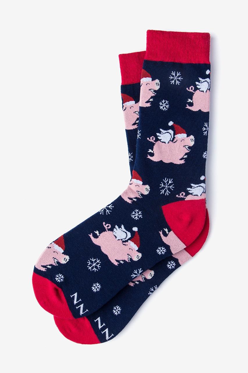 alynn Pig-Mas Cheer Navy Blue Women's Sock