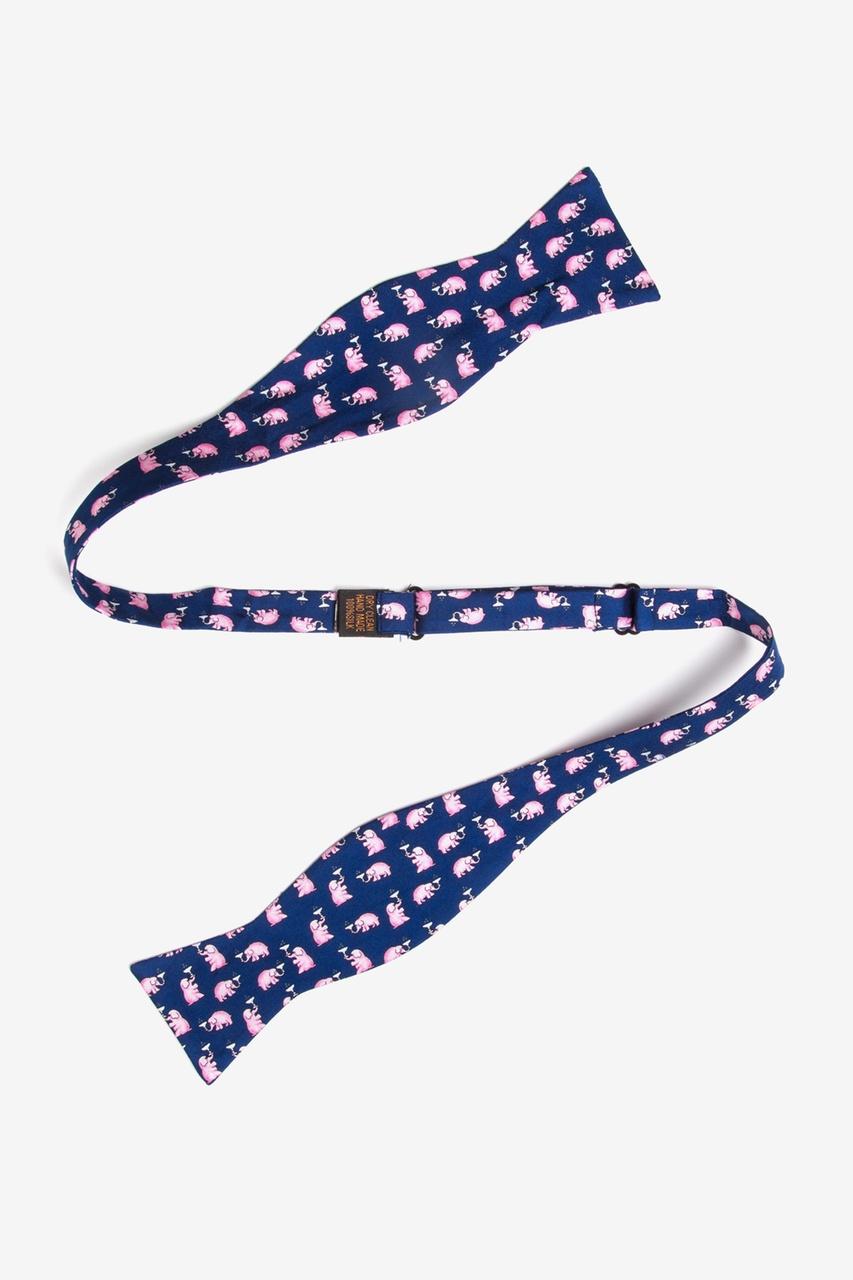 Alynn Pink Elephants Navy Blue Self-Tie Bow Tie