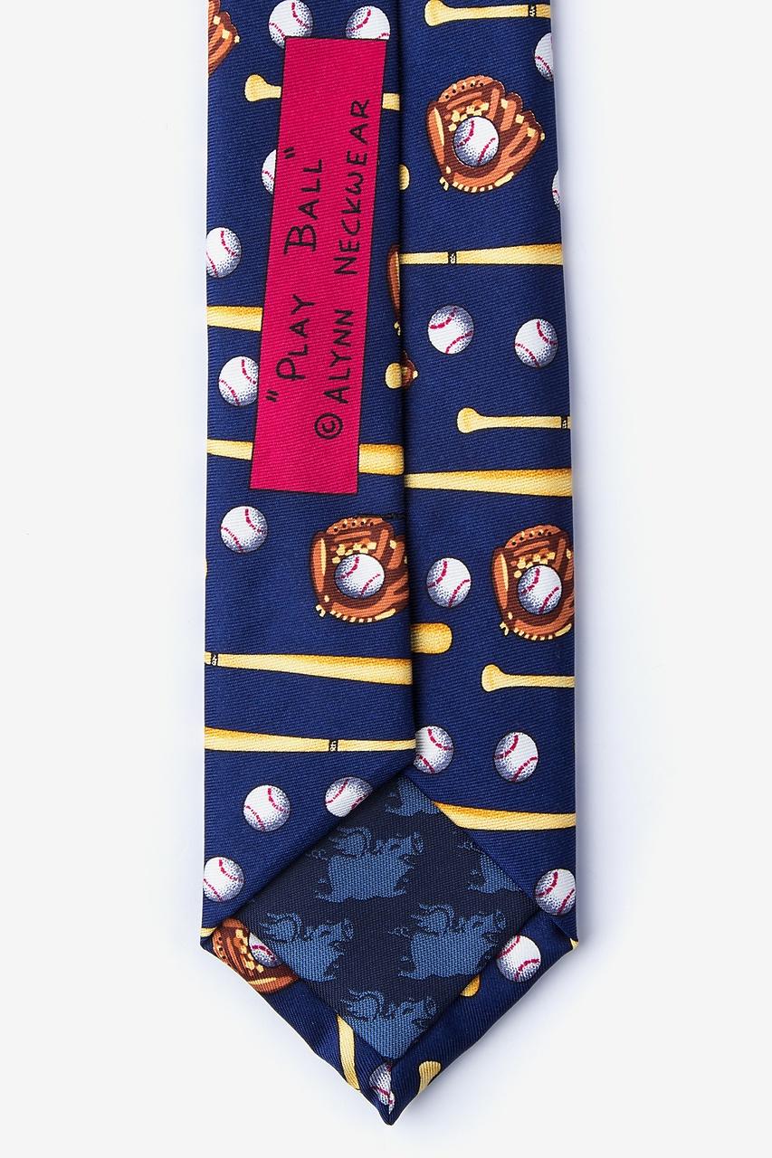 Alynn Play Ball Navy Blue 100% Silk Skinny Tie
