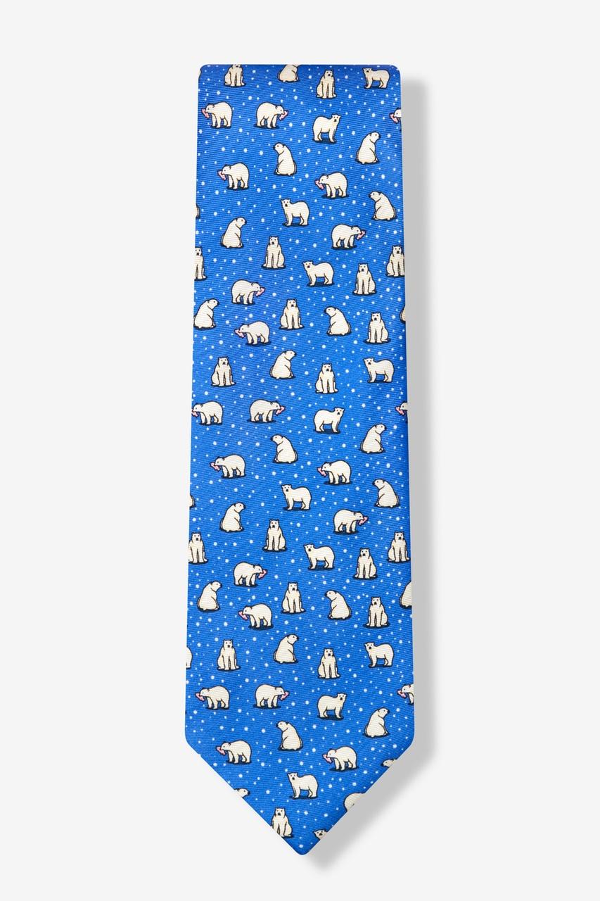Alynn Polar Bears Blue 100% Silk Tie