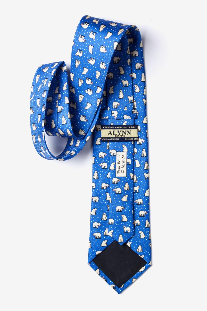 Alynn Polar Bears Blue 100% Silk Tie