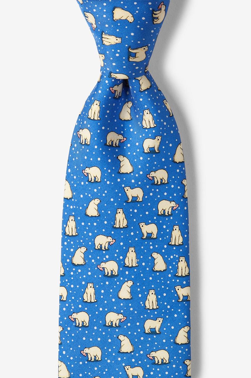 alynn Polar Bears blue 100% silk Tie