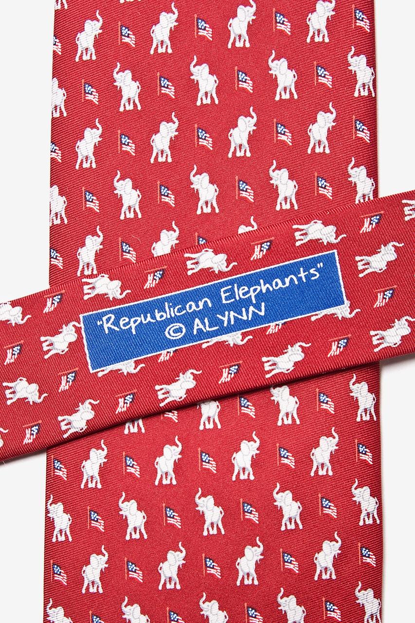 Alynn Republican Elephants Red 100% Silk Tie