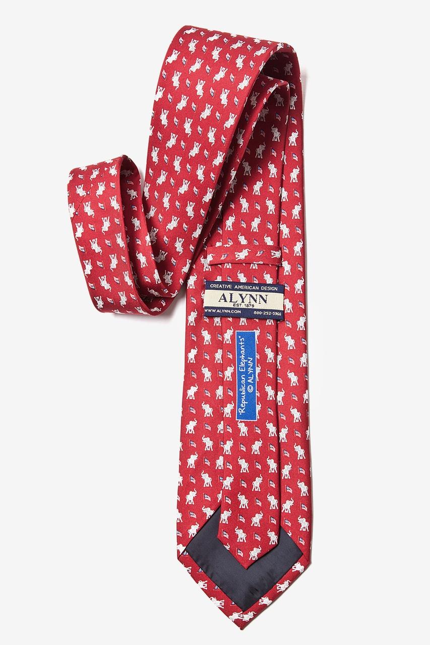 Alynn Republican Elephants Red 100% Silk Tie