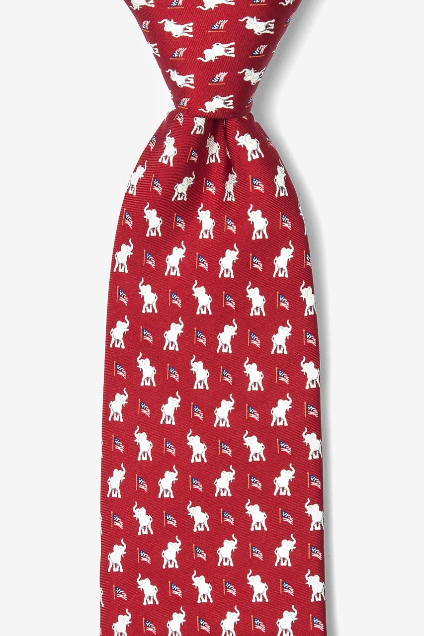 alynn Republican Elephants red 100% silk Tie
