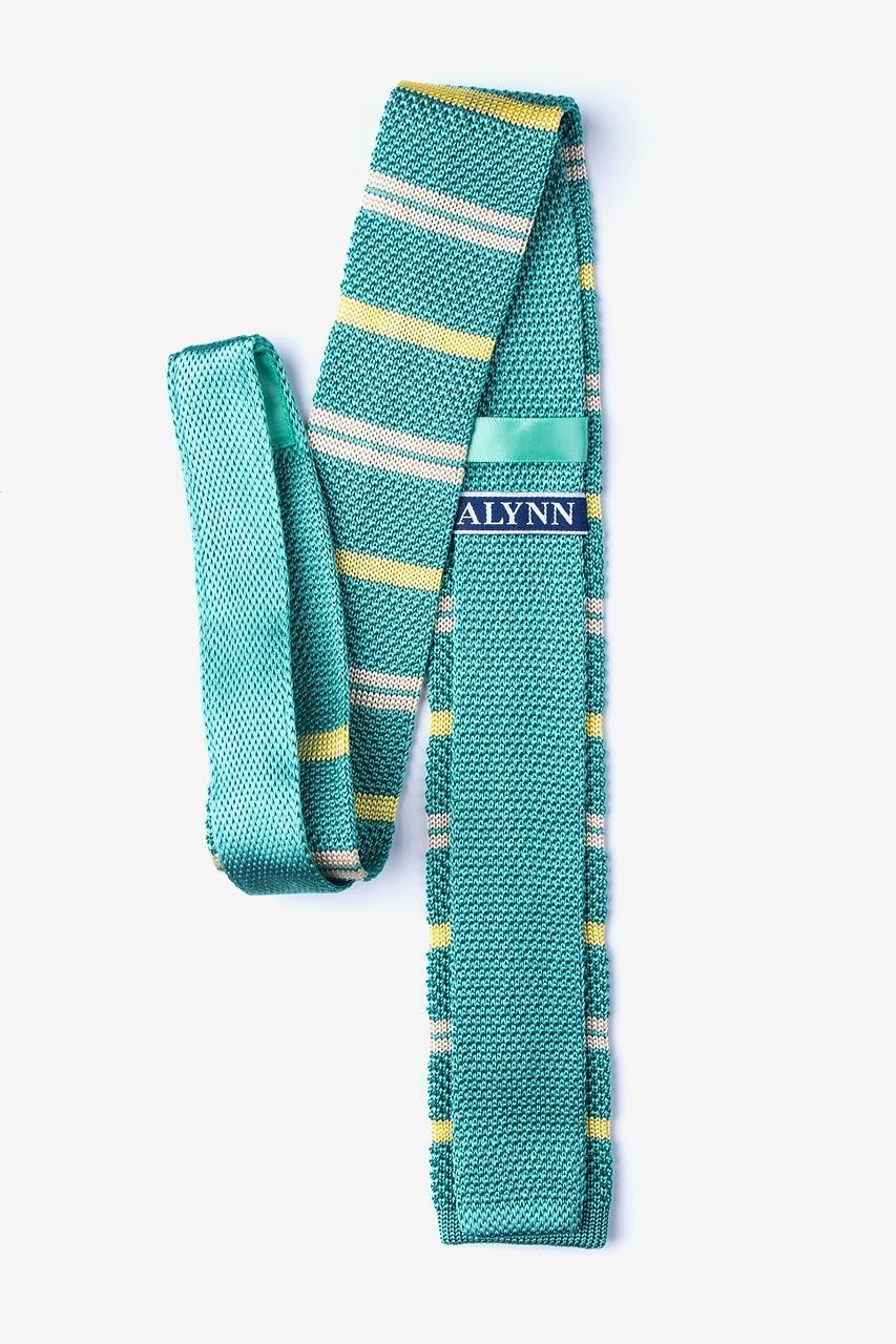 Alynn Roman Stripe Teal Knit Skinny Tie