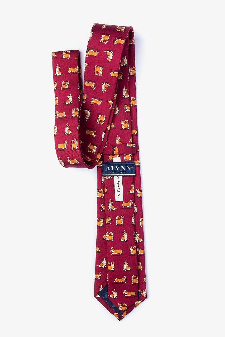 Alynn Rowdy Corgis Red 100% Silk Extra Long Tie