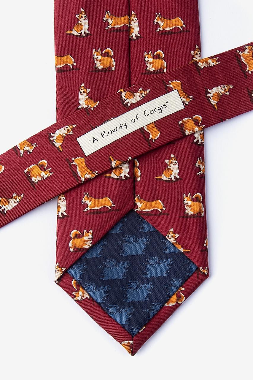 Alynn Rowdy Corgis Red 100% Silk Extra Long Tie