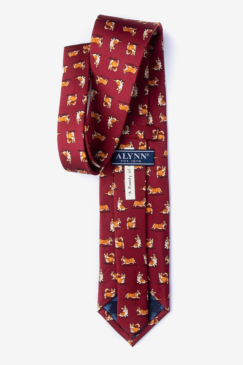 Alynn Rowdy Corgis Red 100% Silk Tie