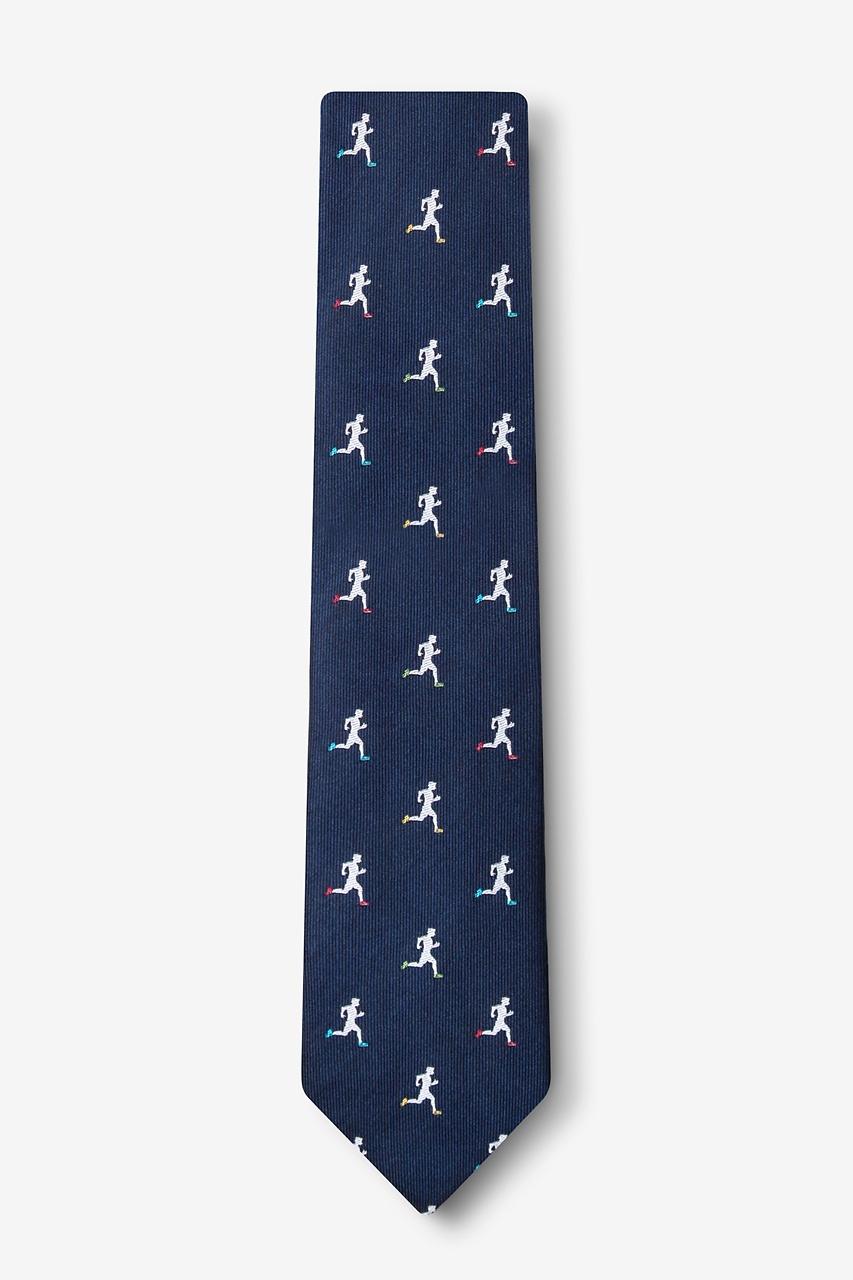 Alynn Runner's High Navy Blue 100% Silk Skinny Tie