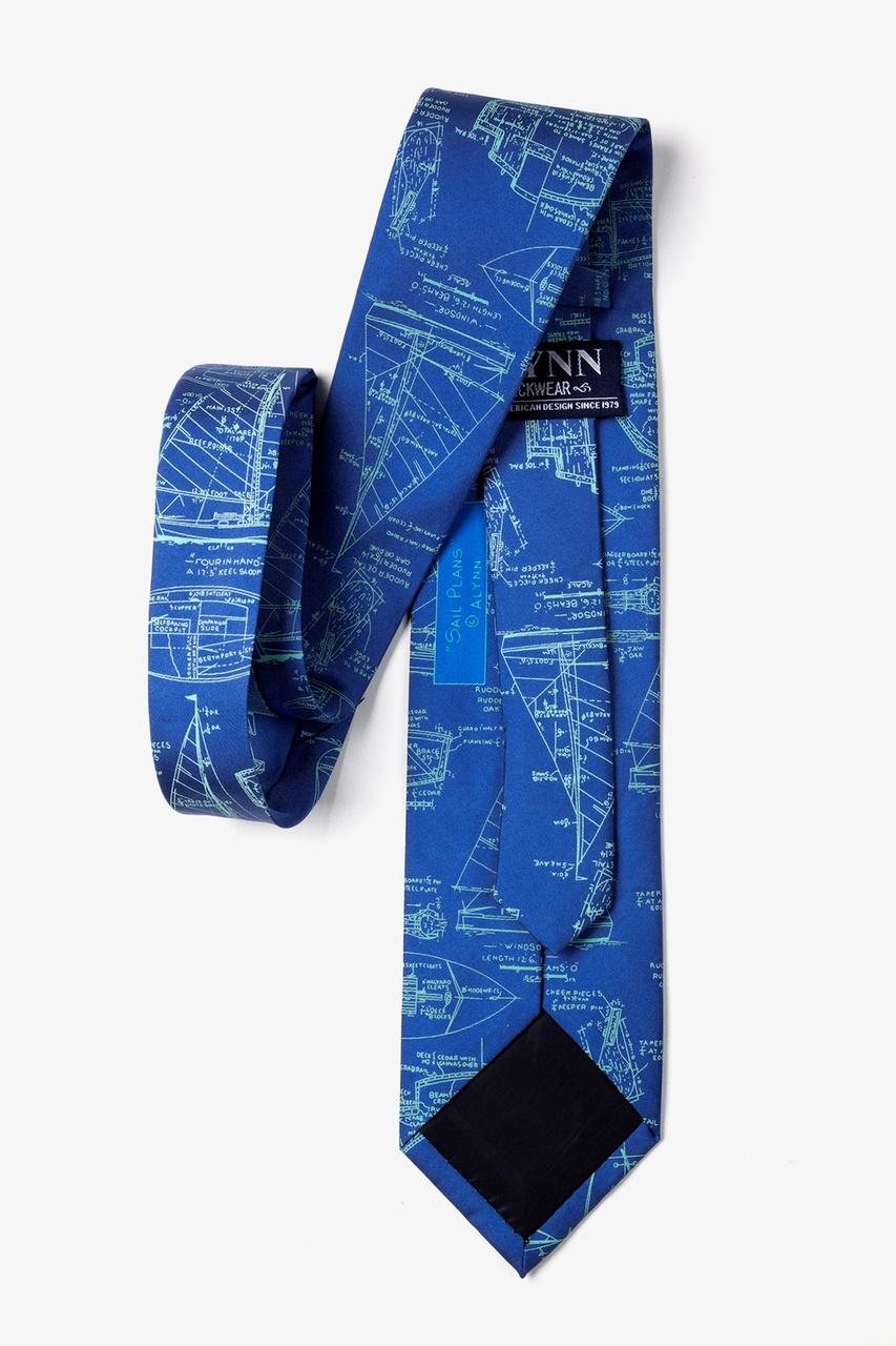 Alynn Sail Plans Blue 100% Silk Tie