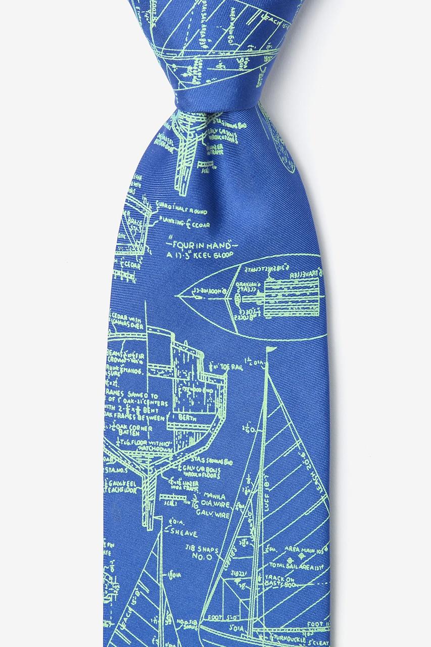 alynn Sail Plans blue 100% silk Tie