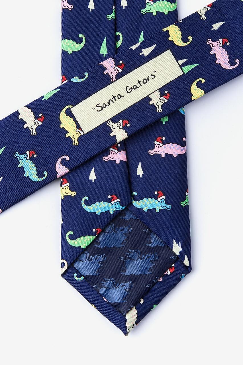Alynn Santa Gators Navy Blue 100% Silk Skinny Tie