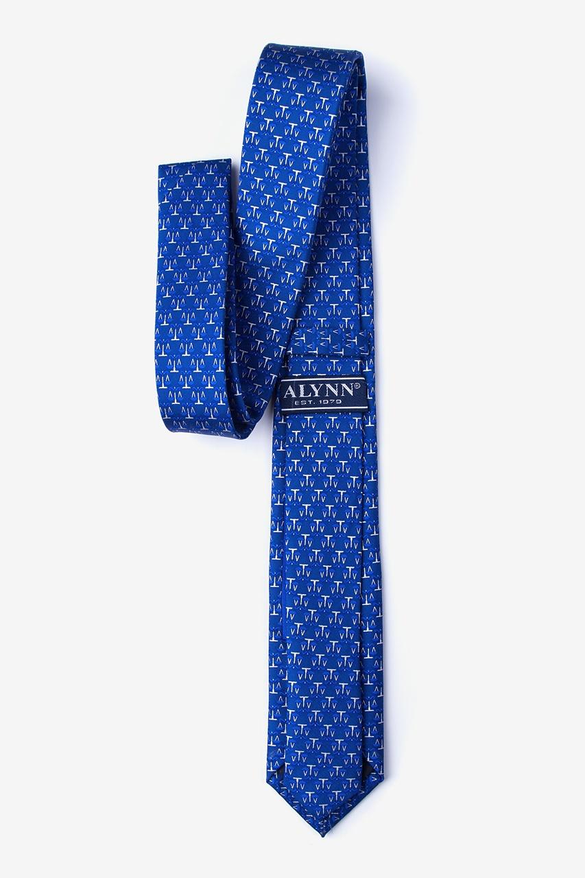 Alynn Scales Of Justice Blue 100% Silk Skinny Tie