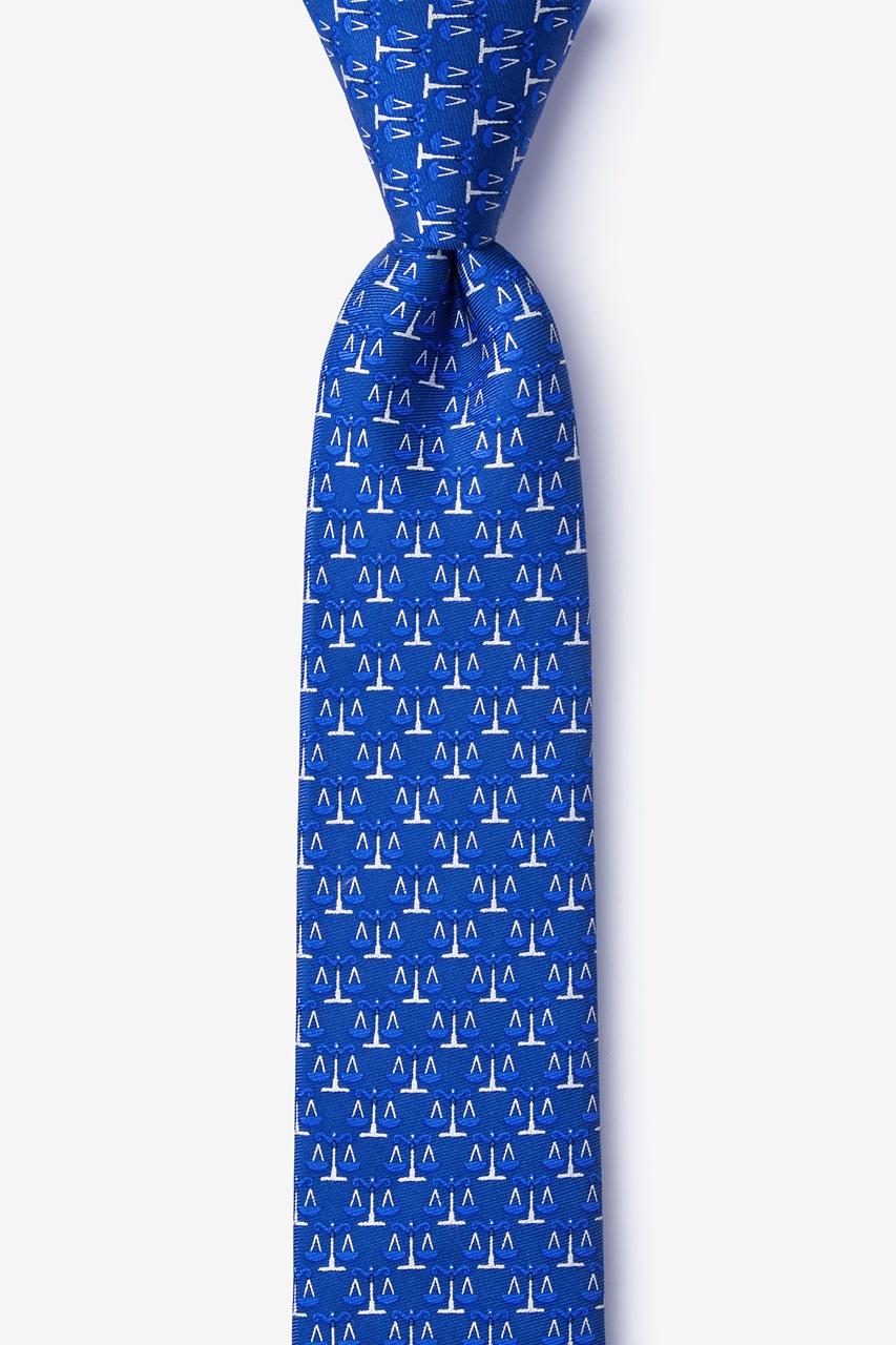 alynn Scales Of Justice blue 100% silk Skinny Tie