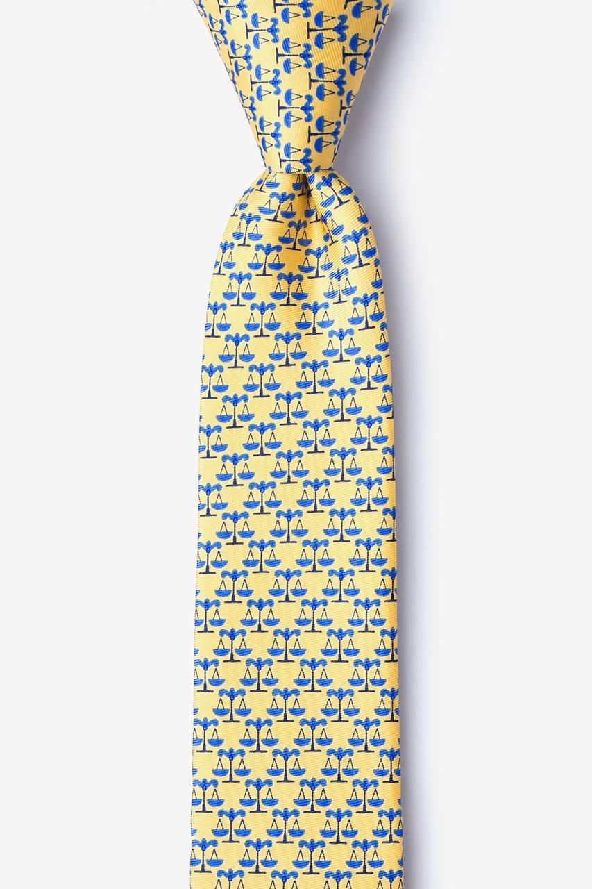 alynn Scales Of Justice yellow 100% silk Skinny Tie