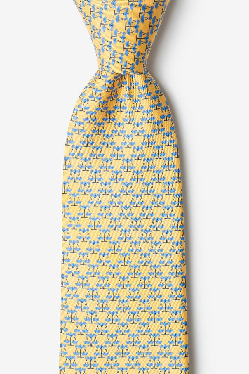 alynn Scales Of Justice yellow 100% silk Tie