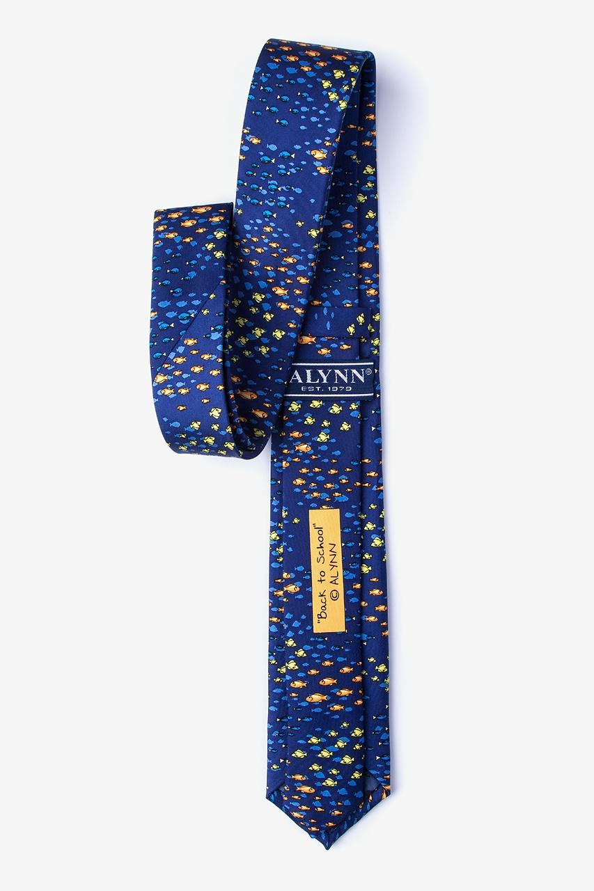 Alynn School Of Fish Navy Blue 100% Silk Skinny Tie